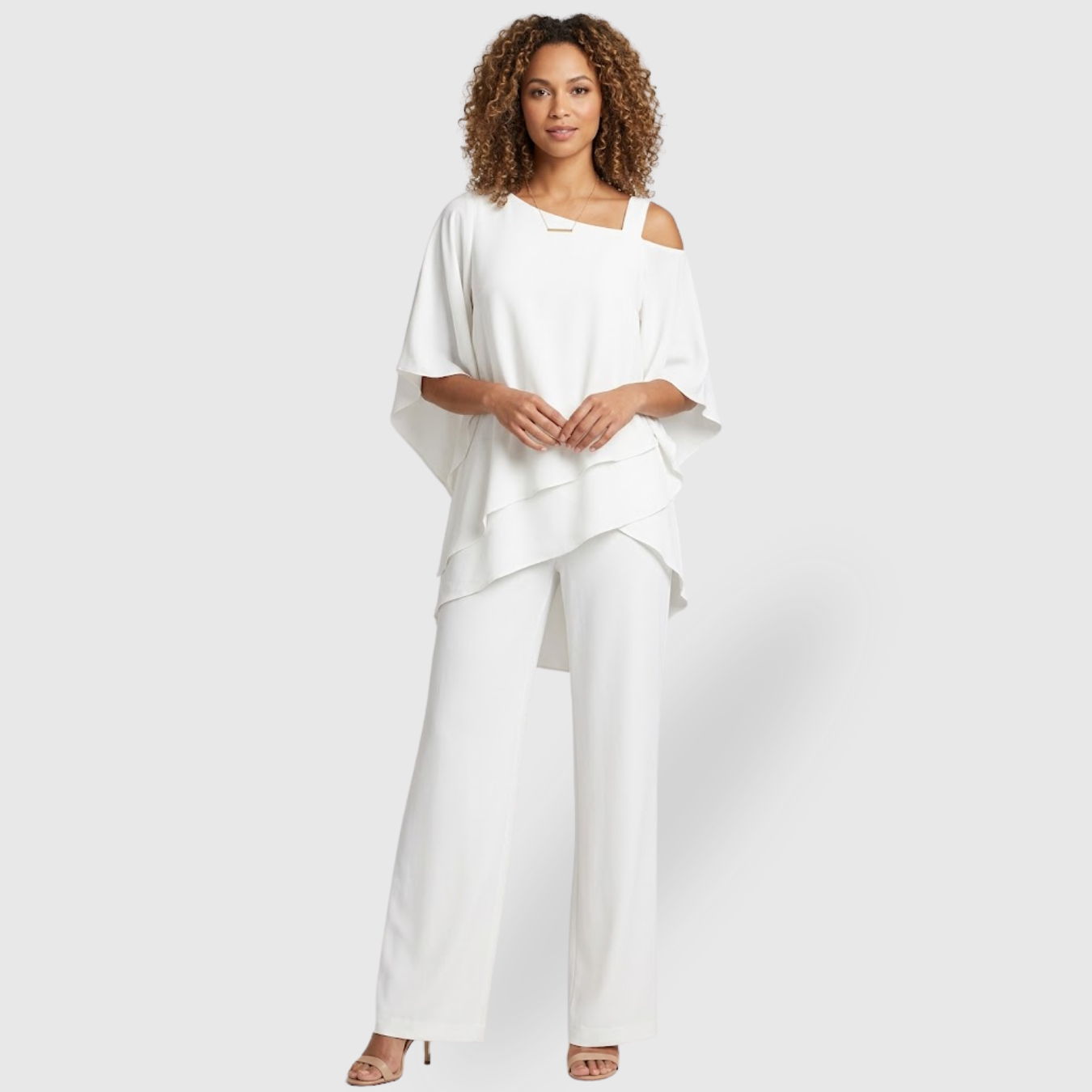 Ensemble femme été pantalon fluide top ample épaules dénudées