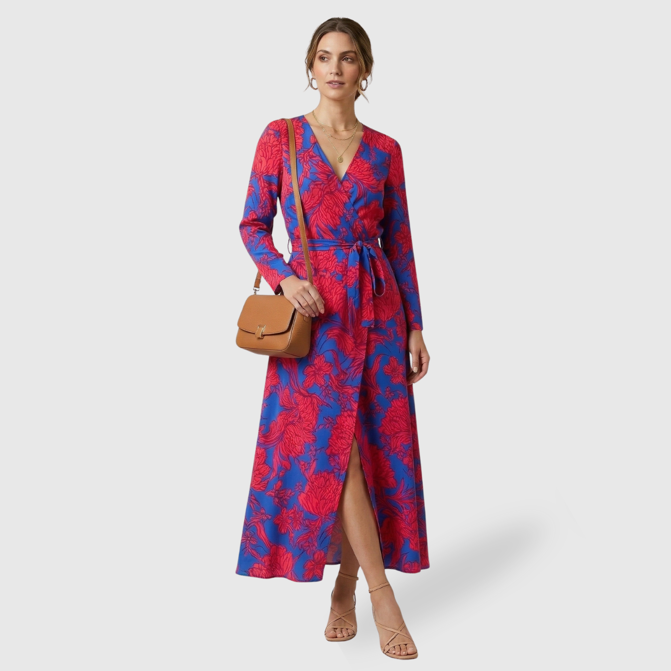 Robe longue femme fluide col en V sans manches coupe ample été