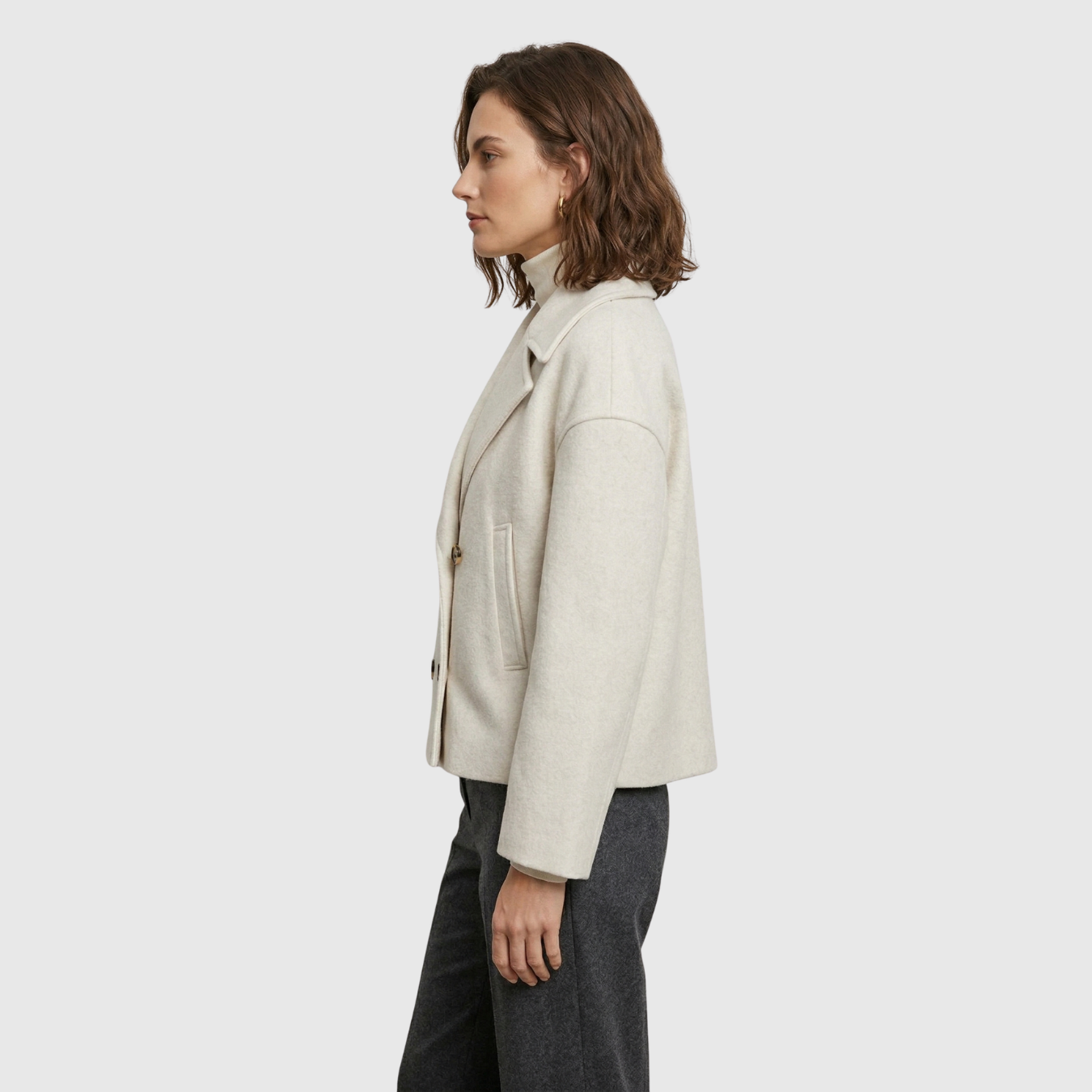 Veste femme courte double boutonnage style blazer col tailleur