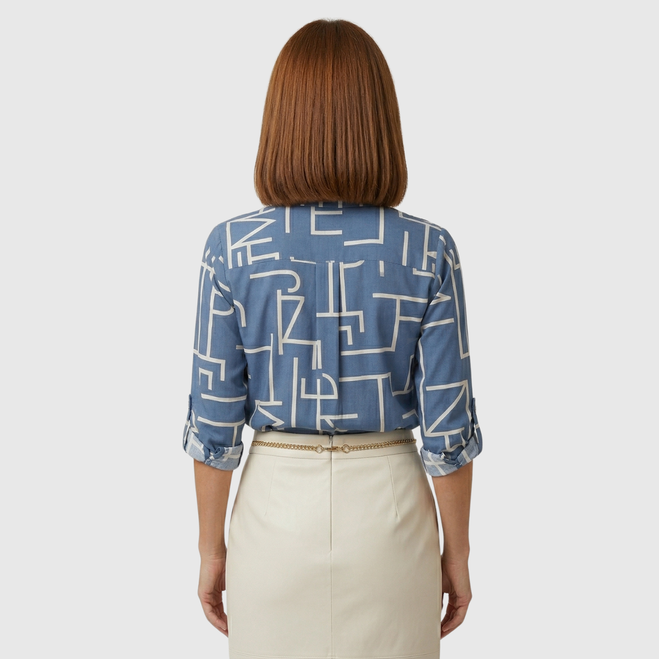 Chemisier femme manches longues imprimé col rabattu coupe fluide boutonné