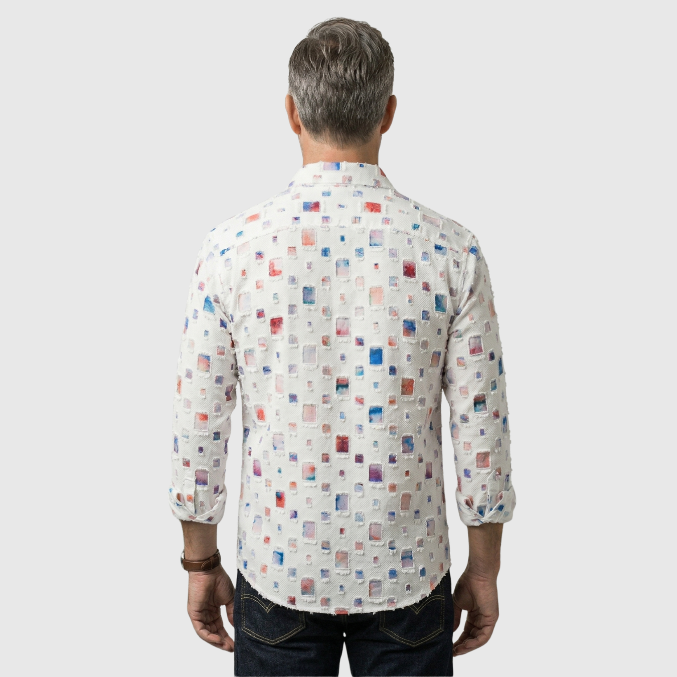 Chemise homme à carreaux manches longues coupe droite boutonnée