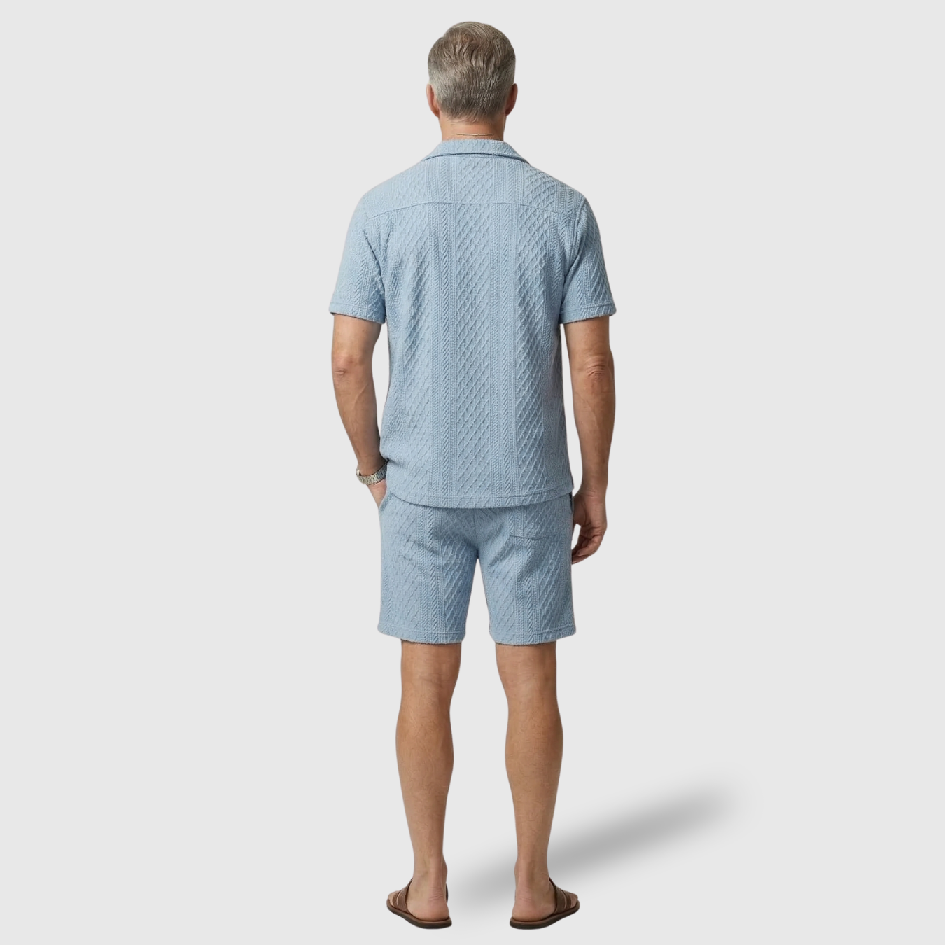 Ensemble homme chemise et short manches courtes coupe décontractée été