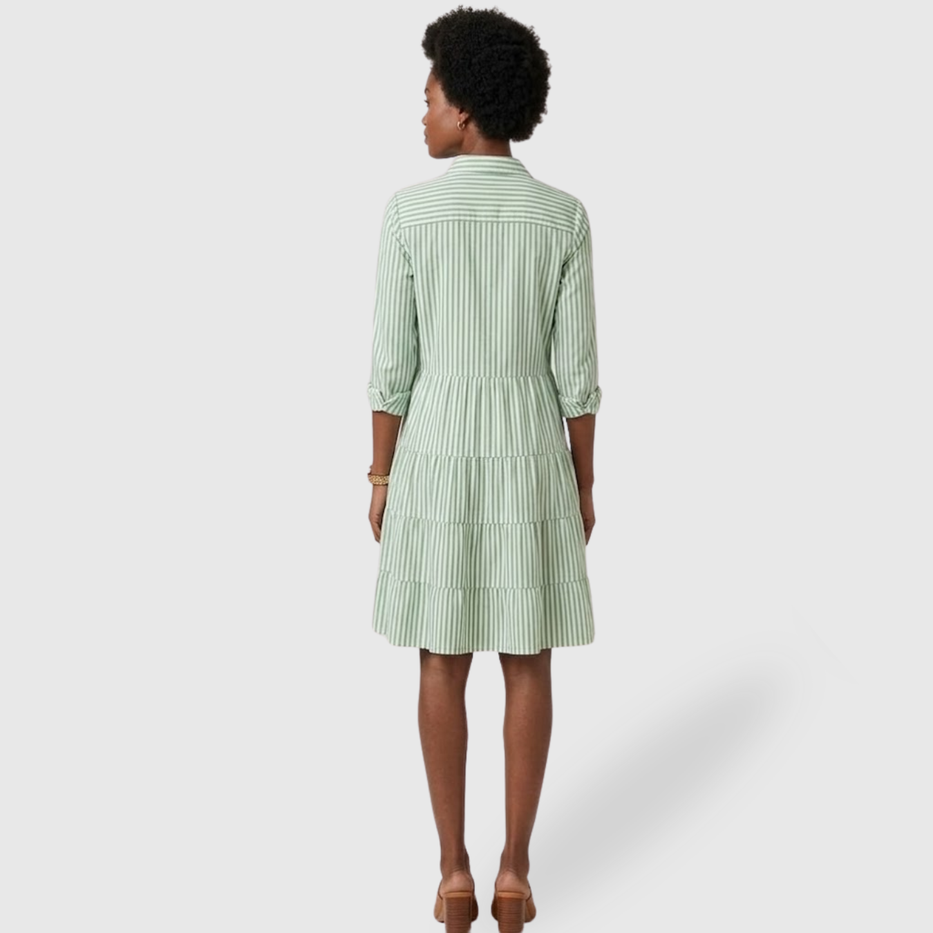 Robe chemise femme boutonnée mini rayée manches longues
