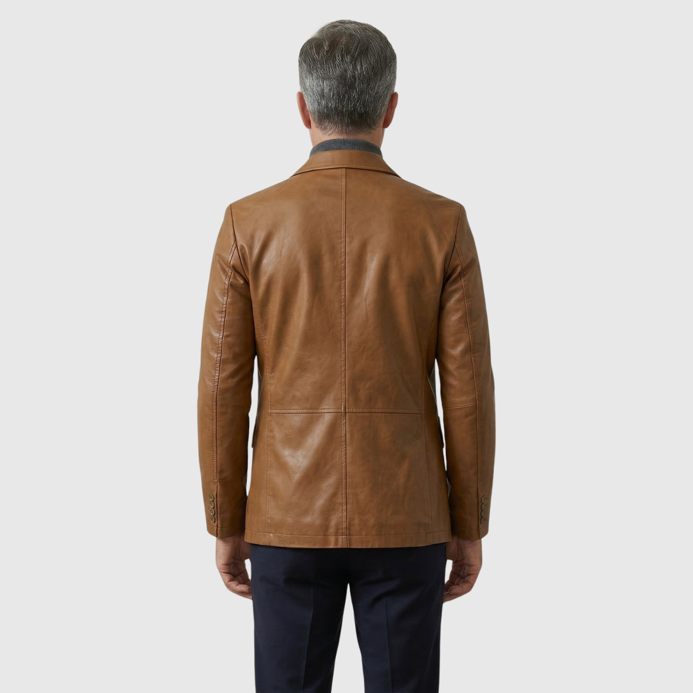 Blouson cuir homme zippé coupe ajustée col classique