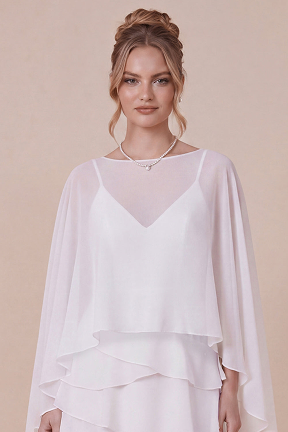 Robe cérémonie 2 pièces bretelles volants cape élégante