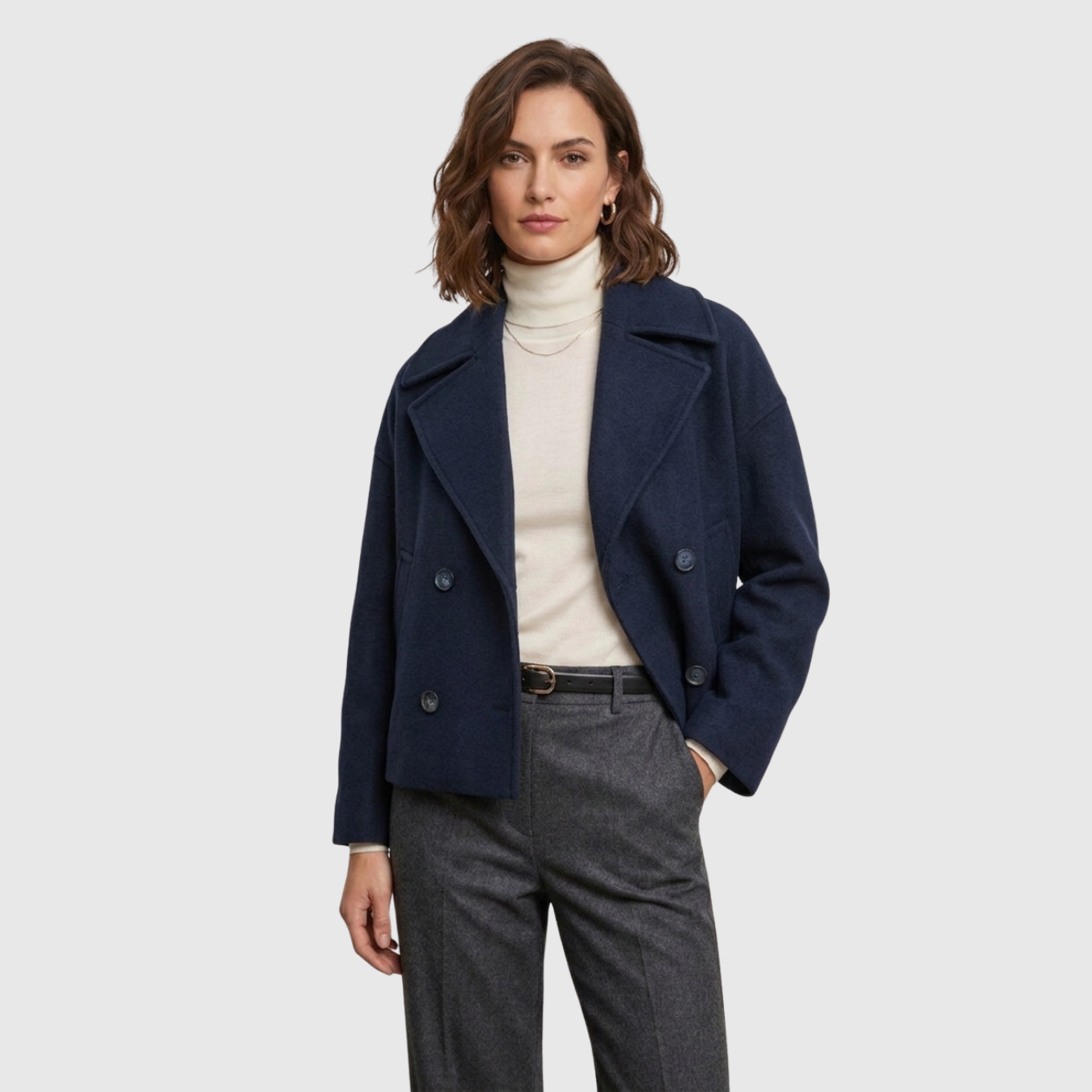 Veste femme courte double boutonnage style blazer col tailleur