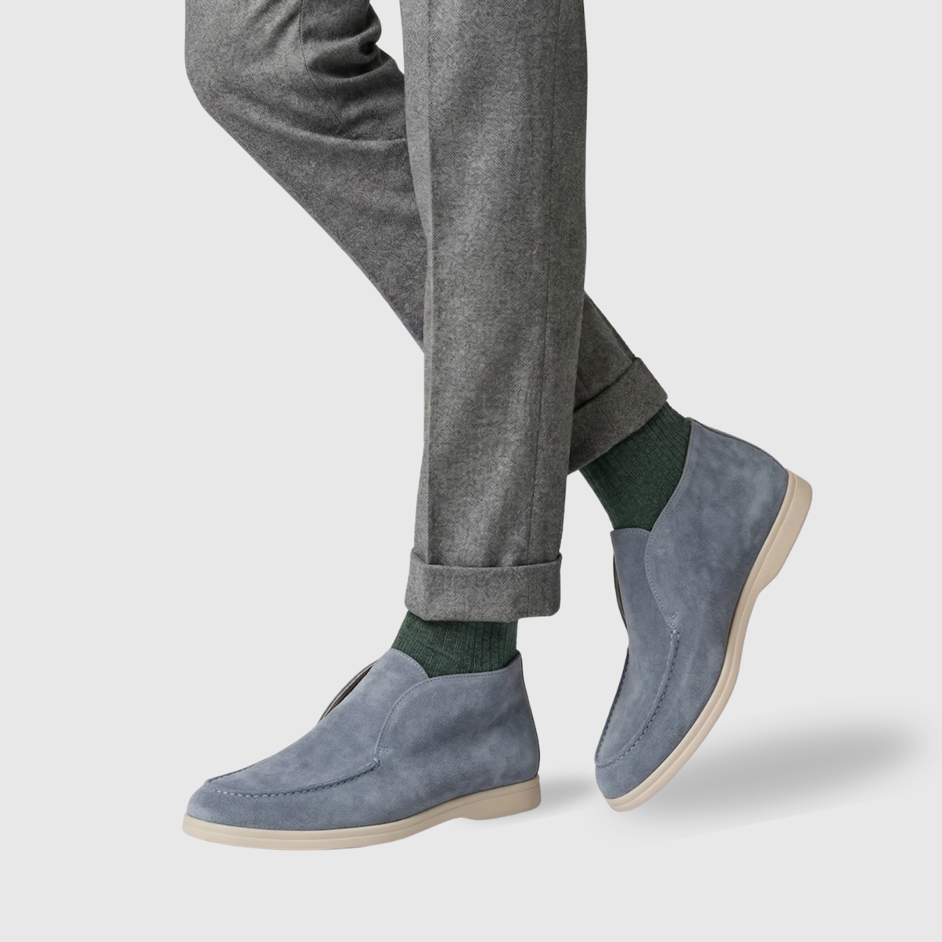 Chaussures homme daim type mocassins semelle plate style casual classique