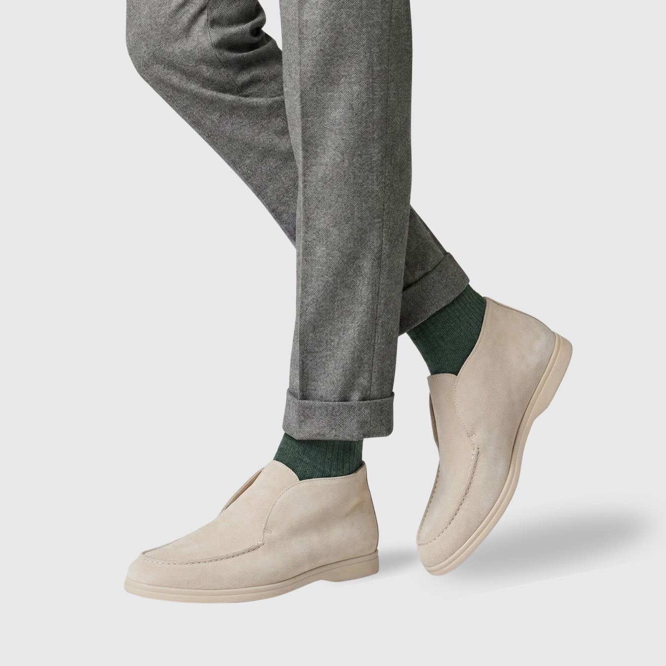 Chaussures homme daim type mocassins semelle plate style casual classique