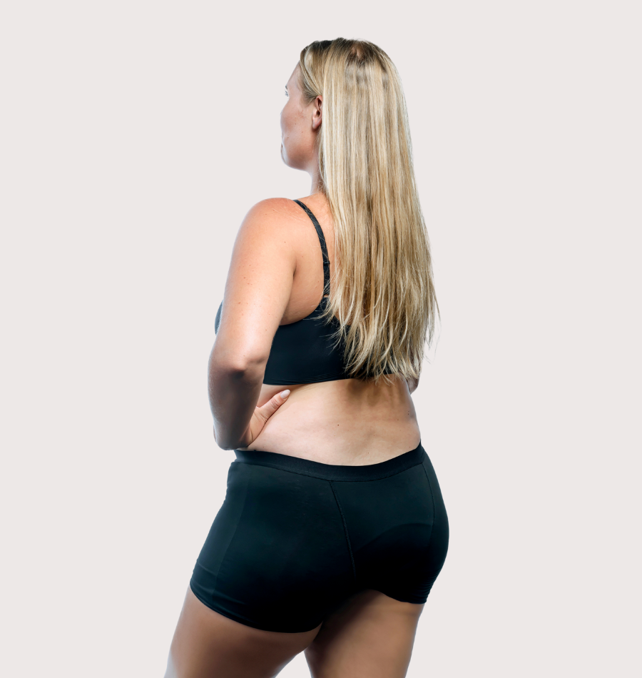 Shorty menstruel absorbant grande couverture lavable femme