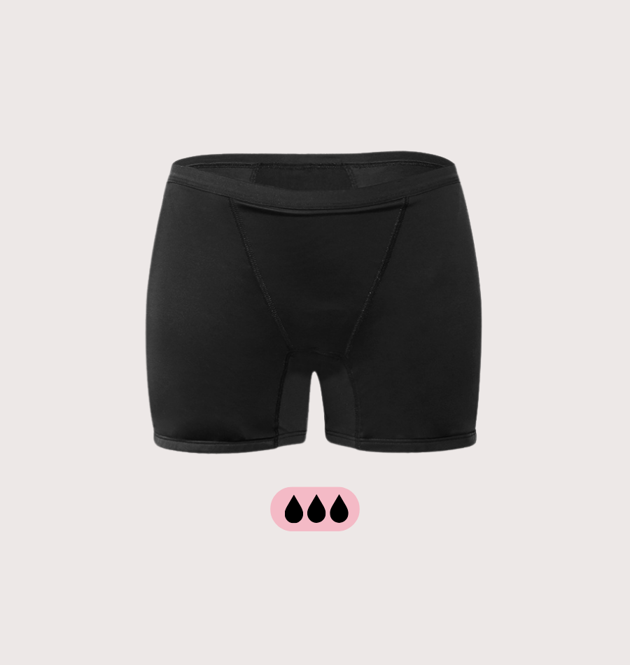 Shorty menstruel absorbant grande couverture lavable femme