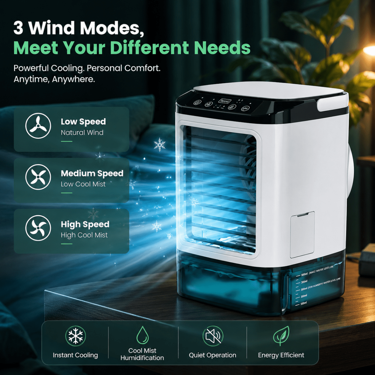 Ventilateur Brumisateur Portable USB – Rafraîchisseur d'Air avec Fonction Spray