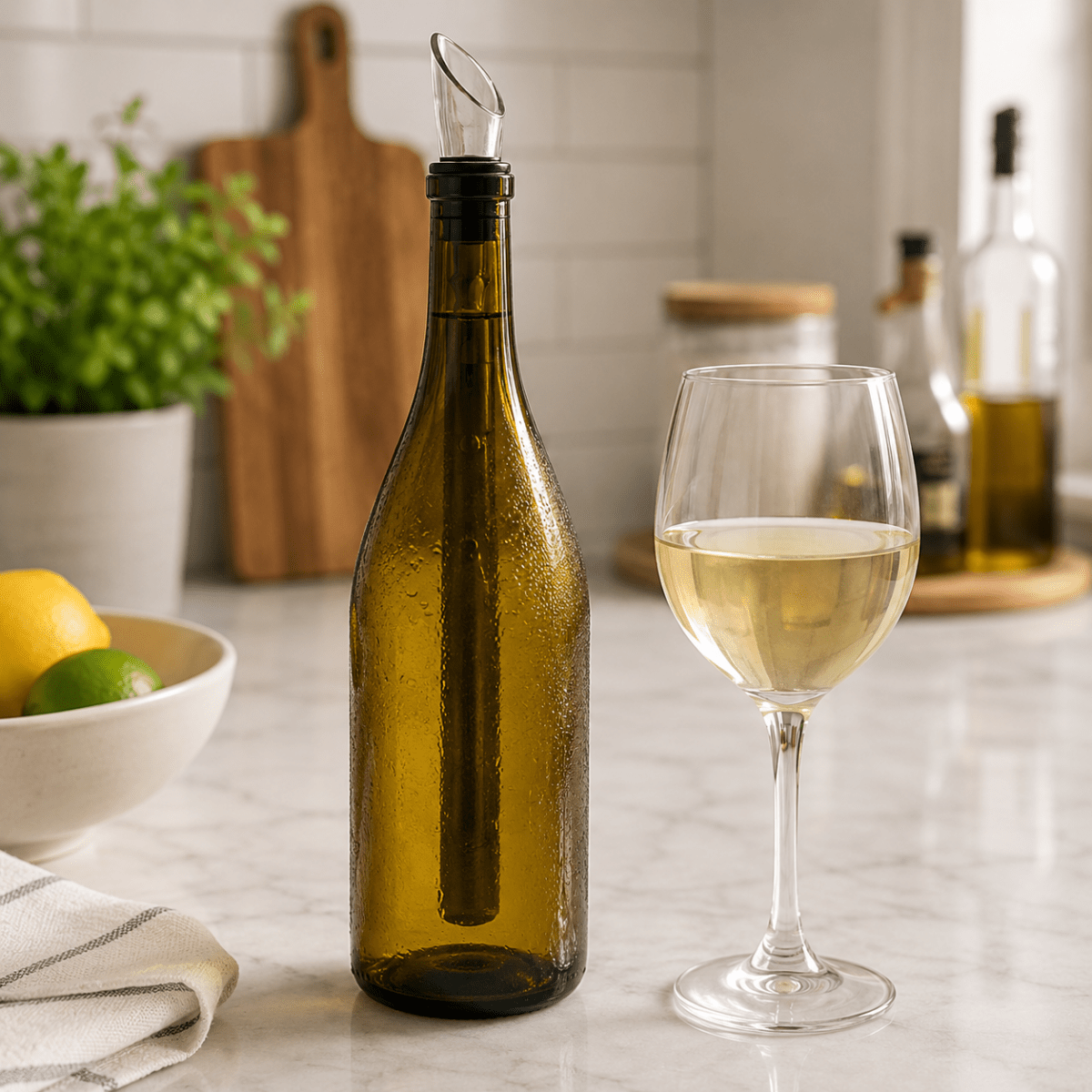 Refroidisseur à Vin 3-en-1 en Inox – Bâton Rafraîchisseur, Aérateur & Bec Verseur