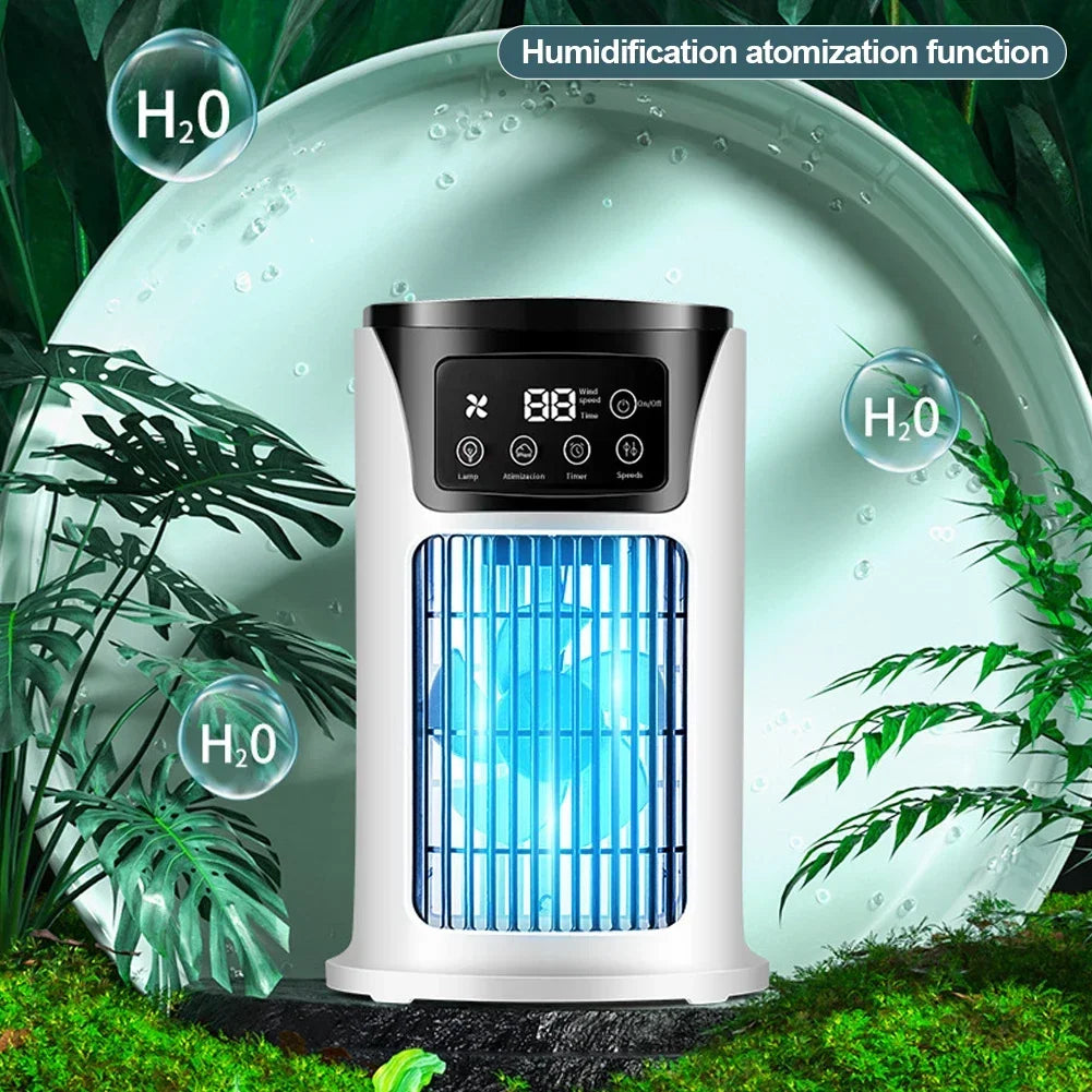Rafraîchisseur d'Air Portable USB 6 Vitesses – Ventilateur Brumisateur & Humidificateur avec Minuterie