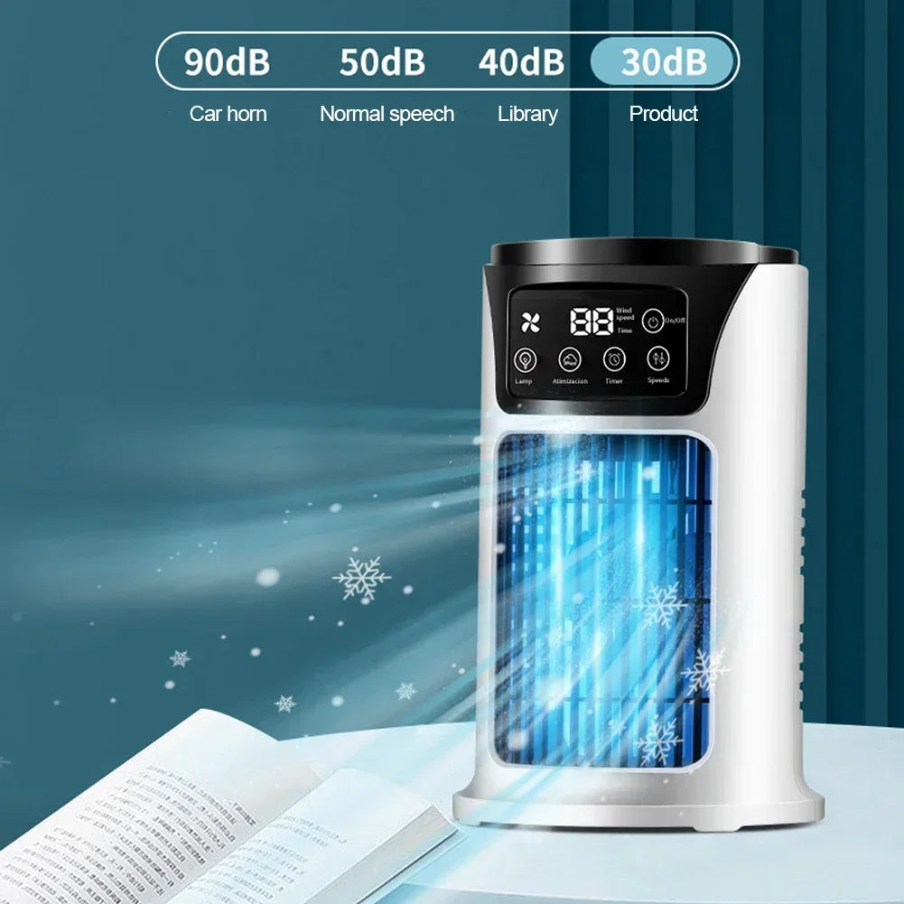 Rafraîchisseur d'Air Portable USB 6 Vitesses – Ventilateur Brumisateur & Humidificateur avec Minuterie