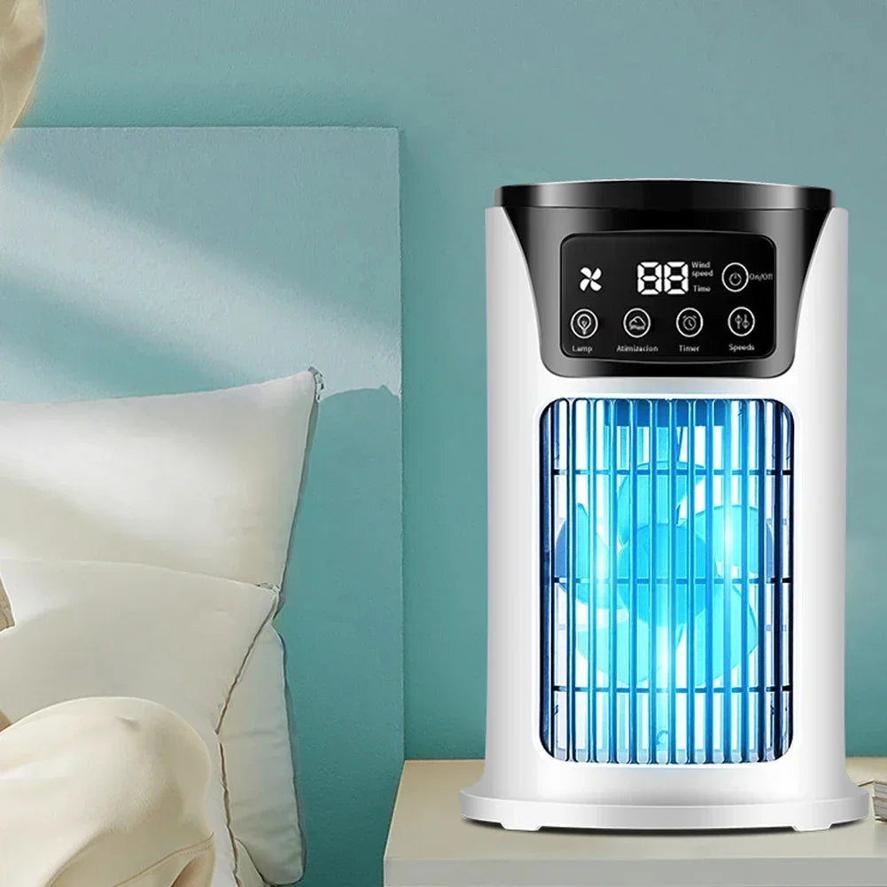 Rafraîchisseur d'Air Portable USB 6 Vitesses – Ventilateur Brumisateur & Humidificateur avec Minuterie