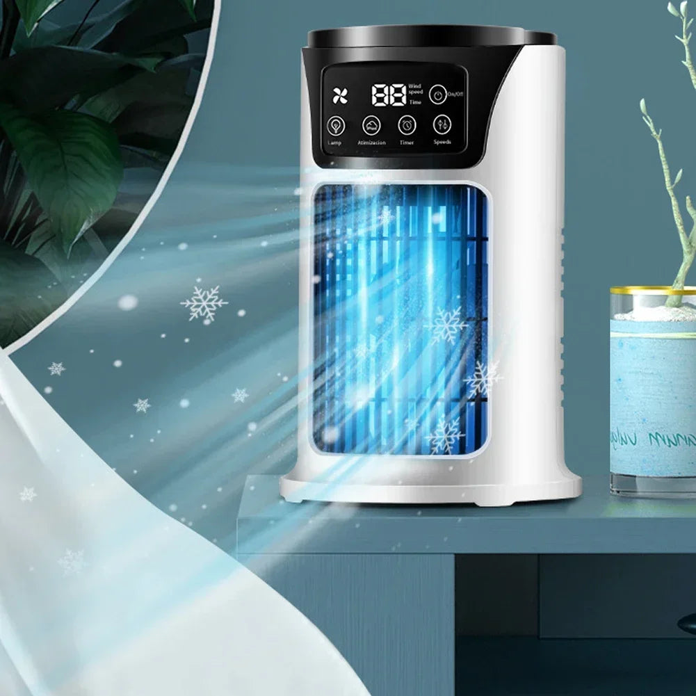 Rafraîchisseur d'Air Portable USB 6 Vitesses – Ventilateur Brumisateur & Humidificateur avec Minuterie