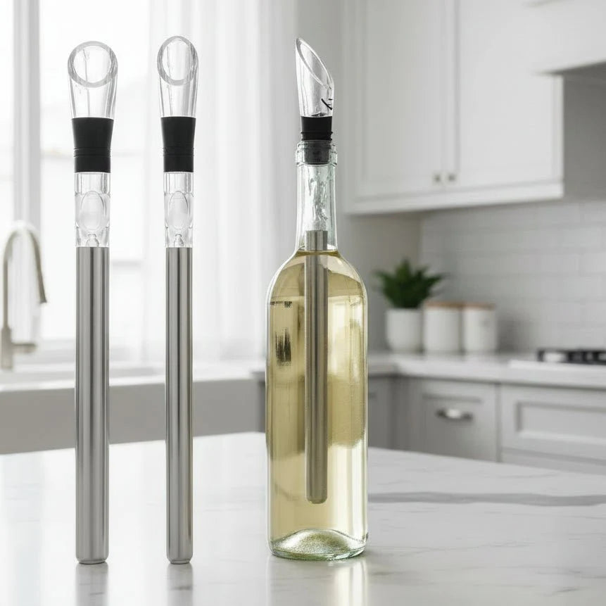 Refroidisseur à Vin 3-en-1 en Inox – Bâton Rafraîchisseur, Aérateur & Bec Verseur