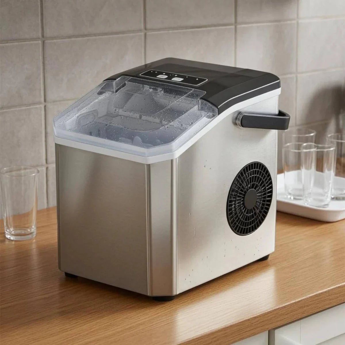 Machine à Glaçons Automatique Compacte – Glaçons Rapides avec Couvercle Transparent
