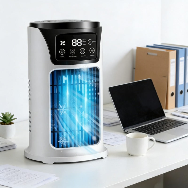 Rafraîchisseur d'Air Portable USB 6 Vitesses – Ventilateur Brumisateur & Humidificateur avec Minuterie