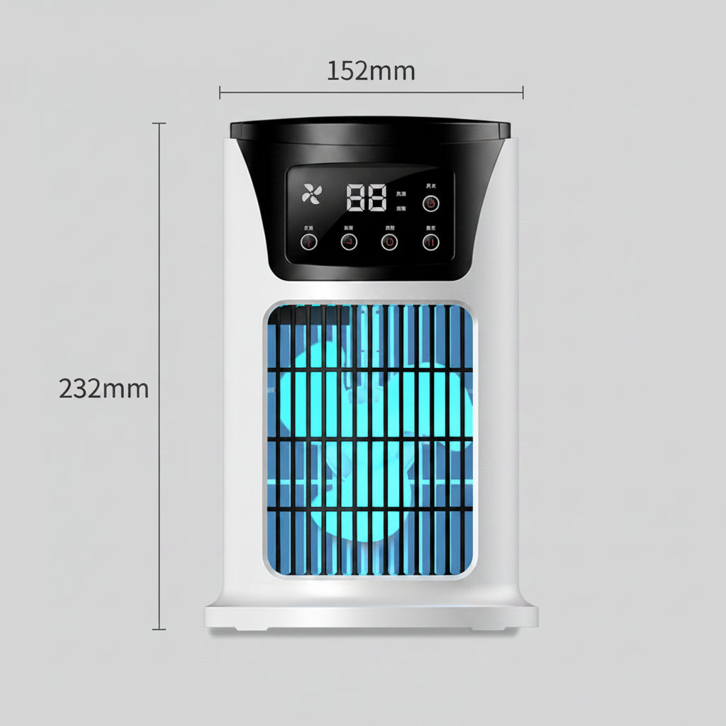 Rafraîchisseur d'Air Portable USB 6 Vitesses – Ventilateur Brumisateur & Humidificateur avec Minuterie