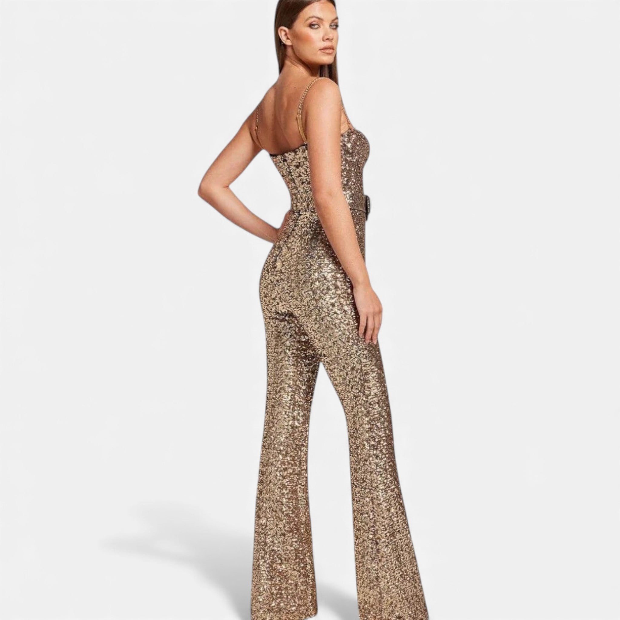 Combinaison femme sequins soirée élégante coupe moderne