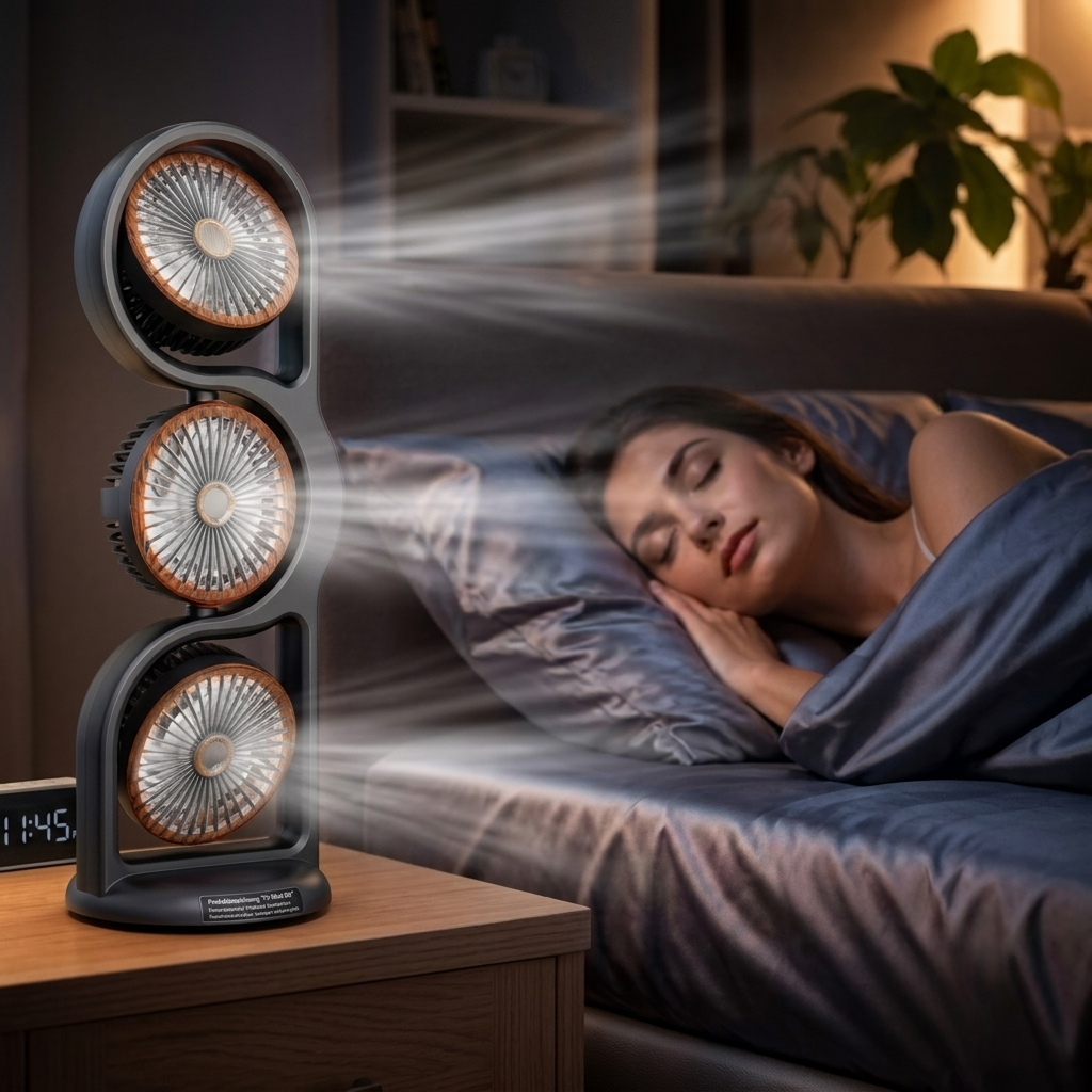 Ventilateur Portable à Trois Têtes Orientables