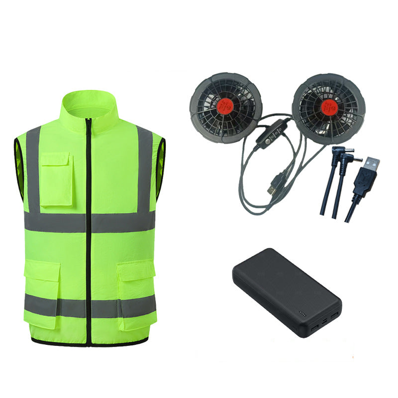 Gilet Rafraîchissant avec Ventilateurs et Bandes Réfléchissantes