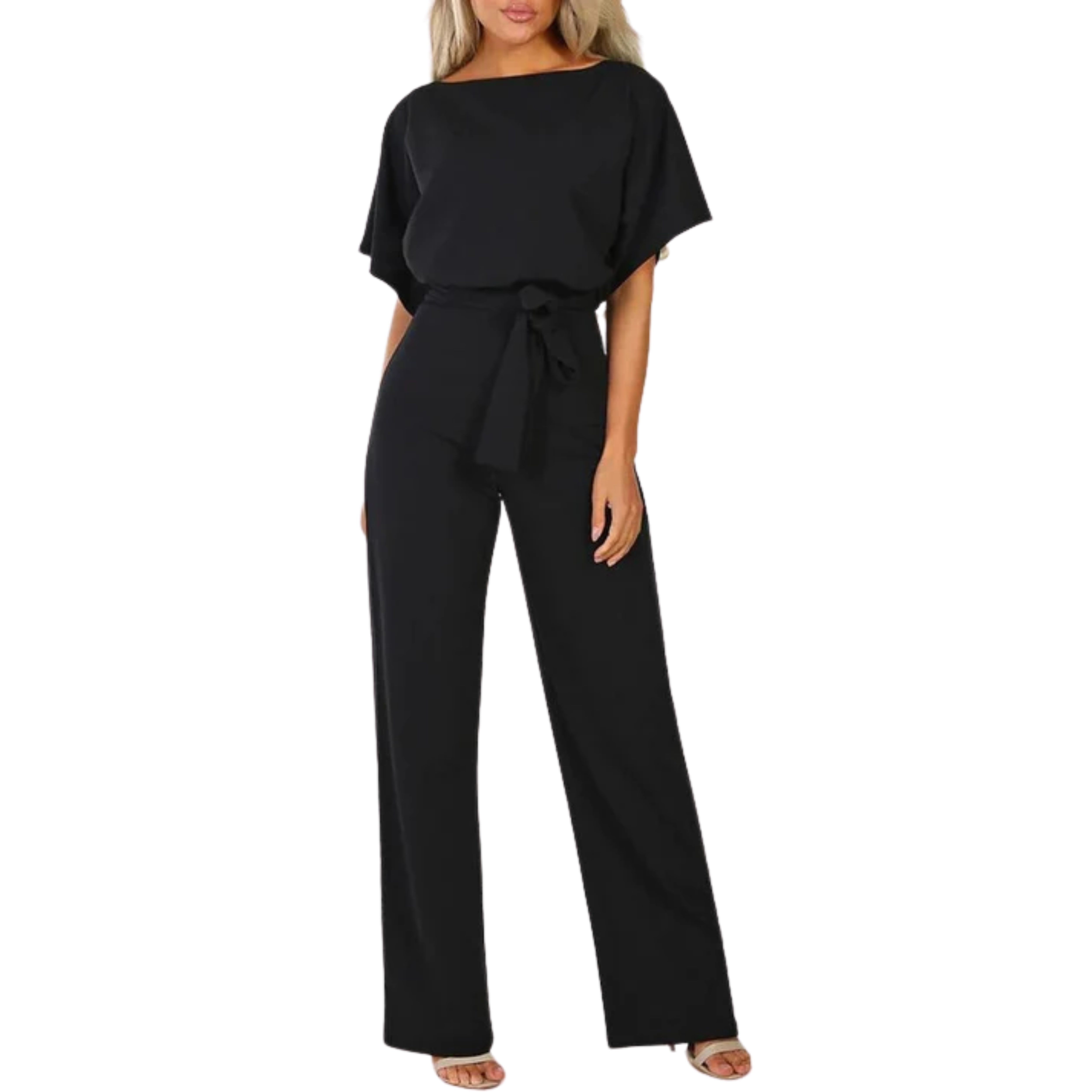 Combinaison pantalon large — manches courtes et ceinture — quotidien