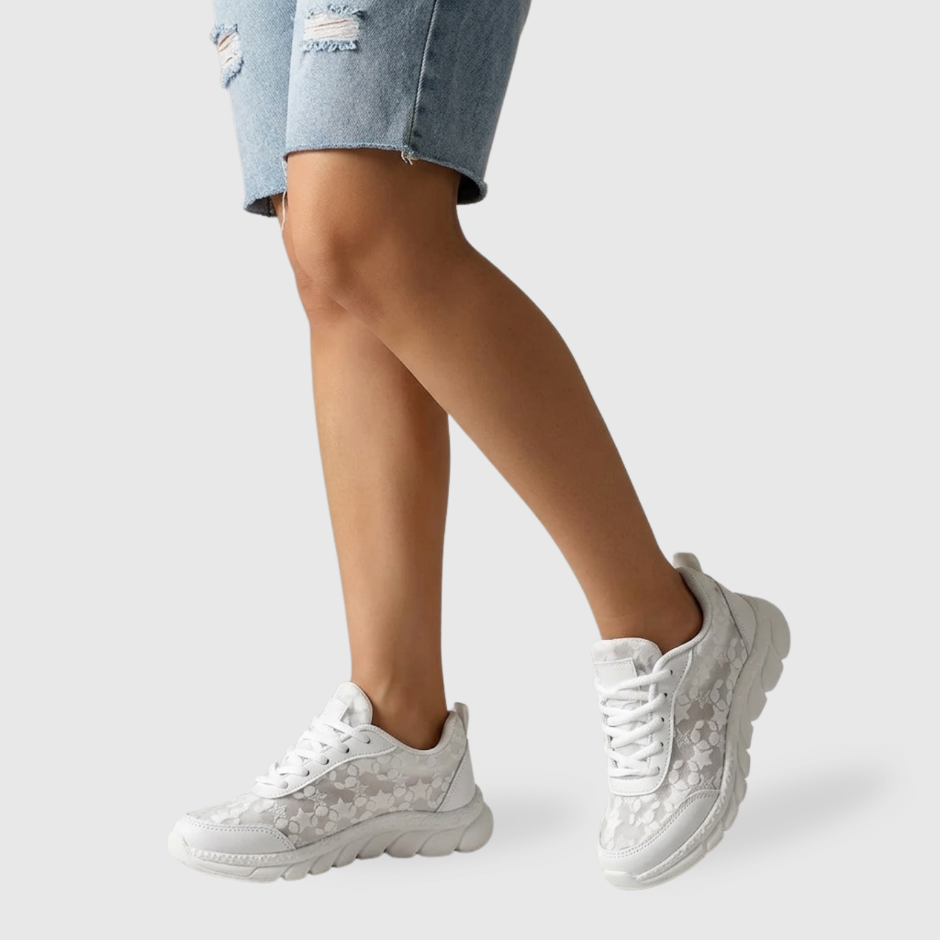 Baskets femme confort à lacets semelle épaisse amortissante usage quotidien