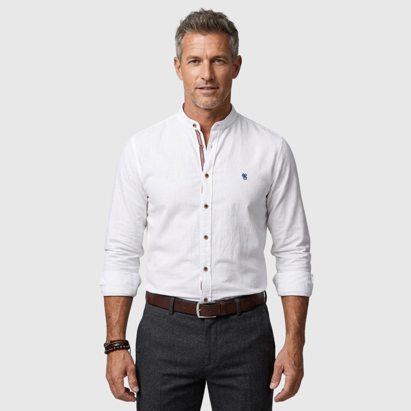 Chemise homme manches longues chaude col boutonné coupe classique hiver