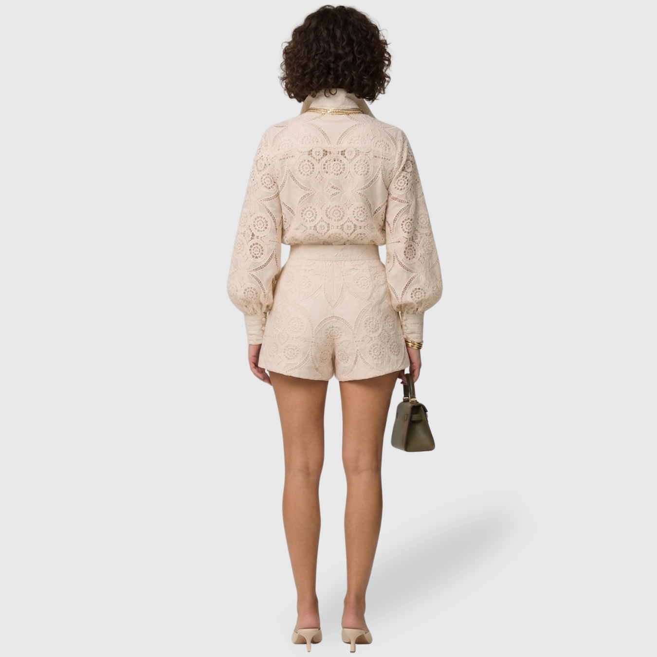 Ensemble femme dentelle deux pièces top et jupe coupe ajustée élégant