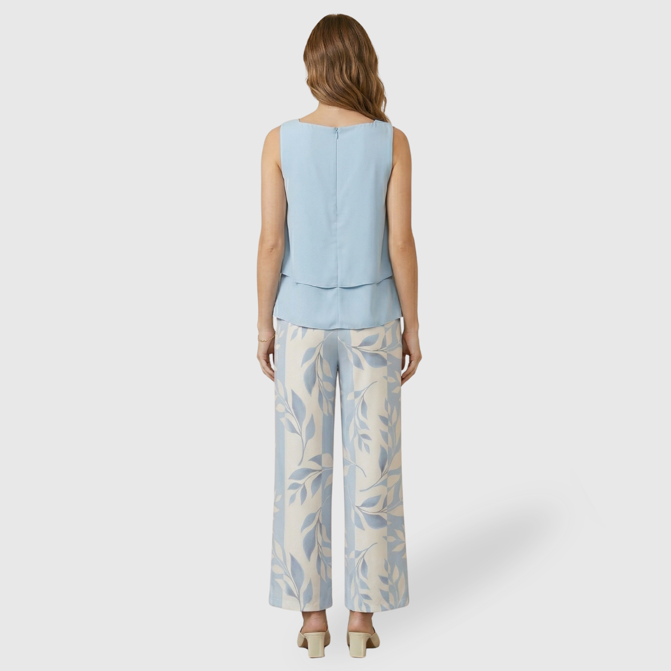 Ensemble femme deux pièces pantalon et top coupe fluide taille haute
