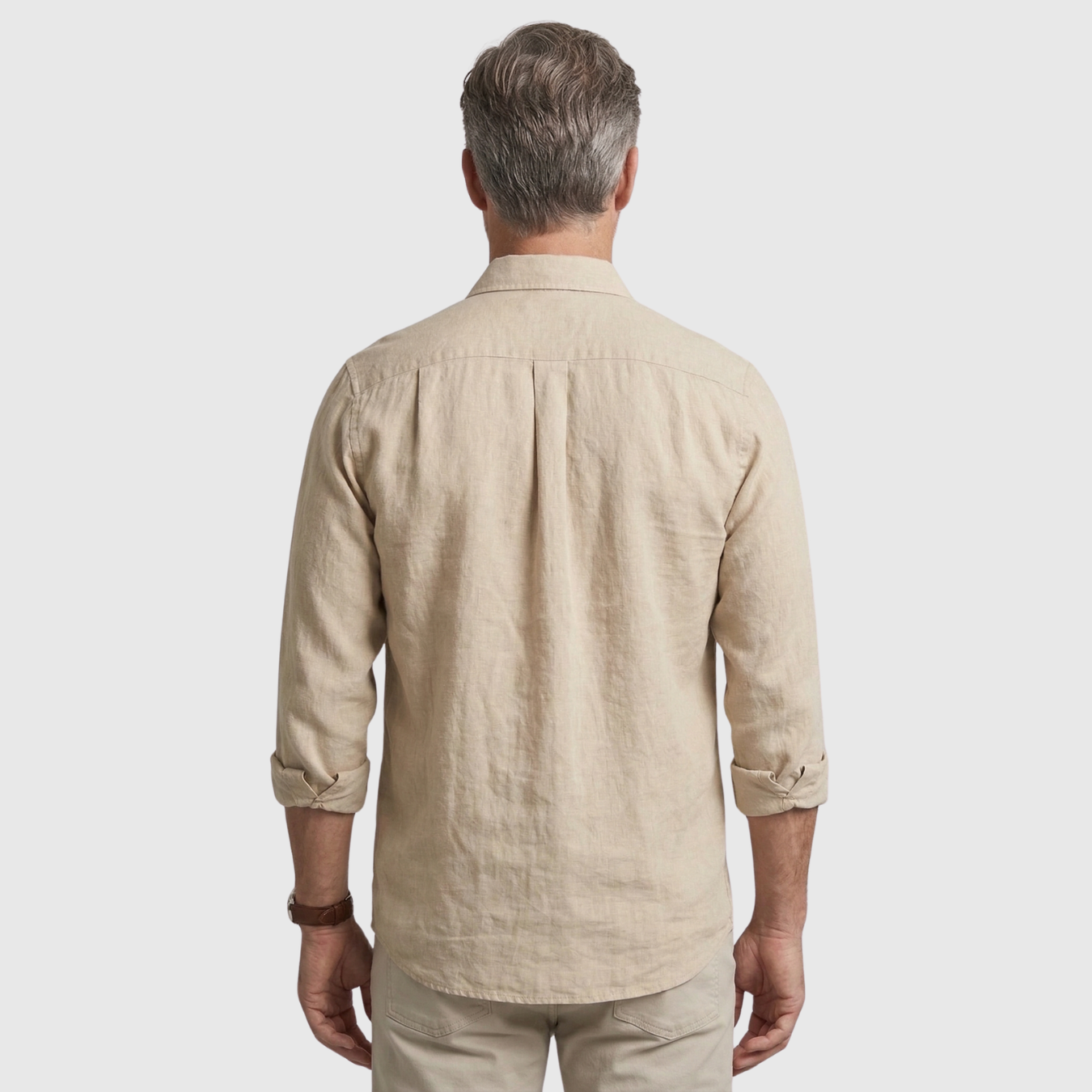 Chemise homme en lin manches longues col boutonné coupe légère été
