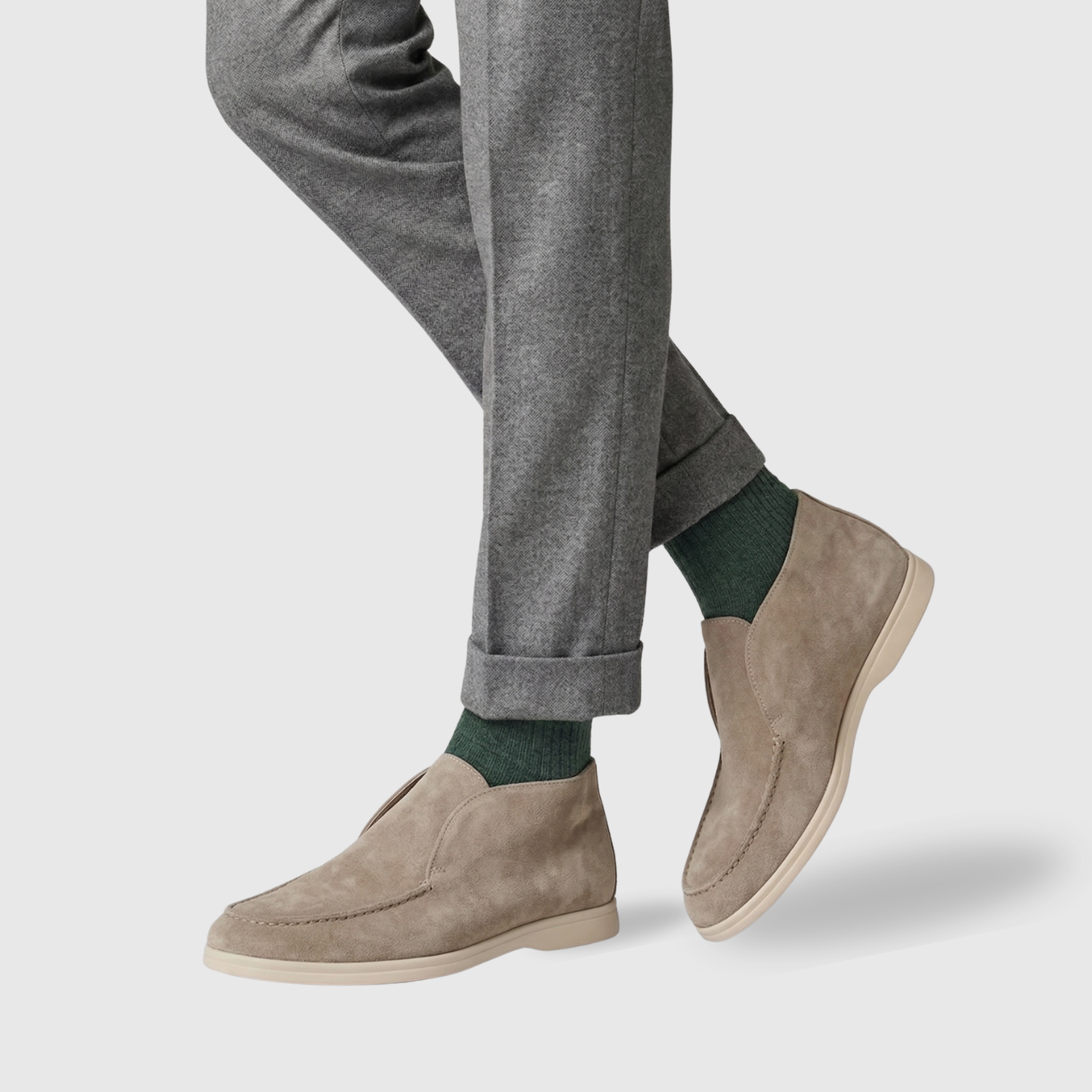 Chaussures homme daim type mocassins semelle plate style casual classique