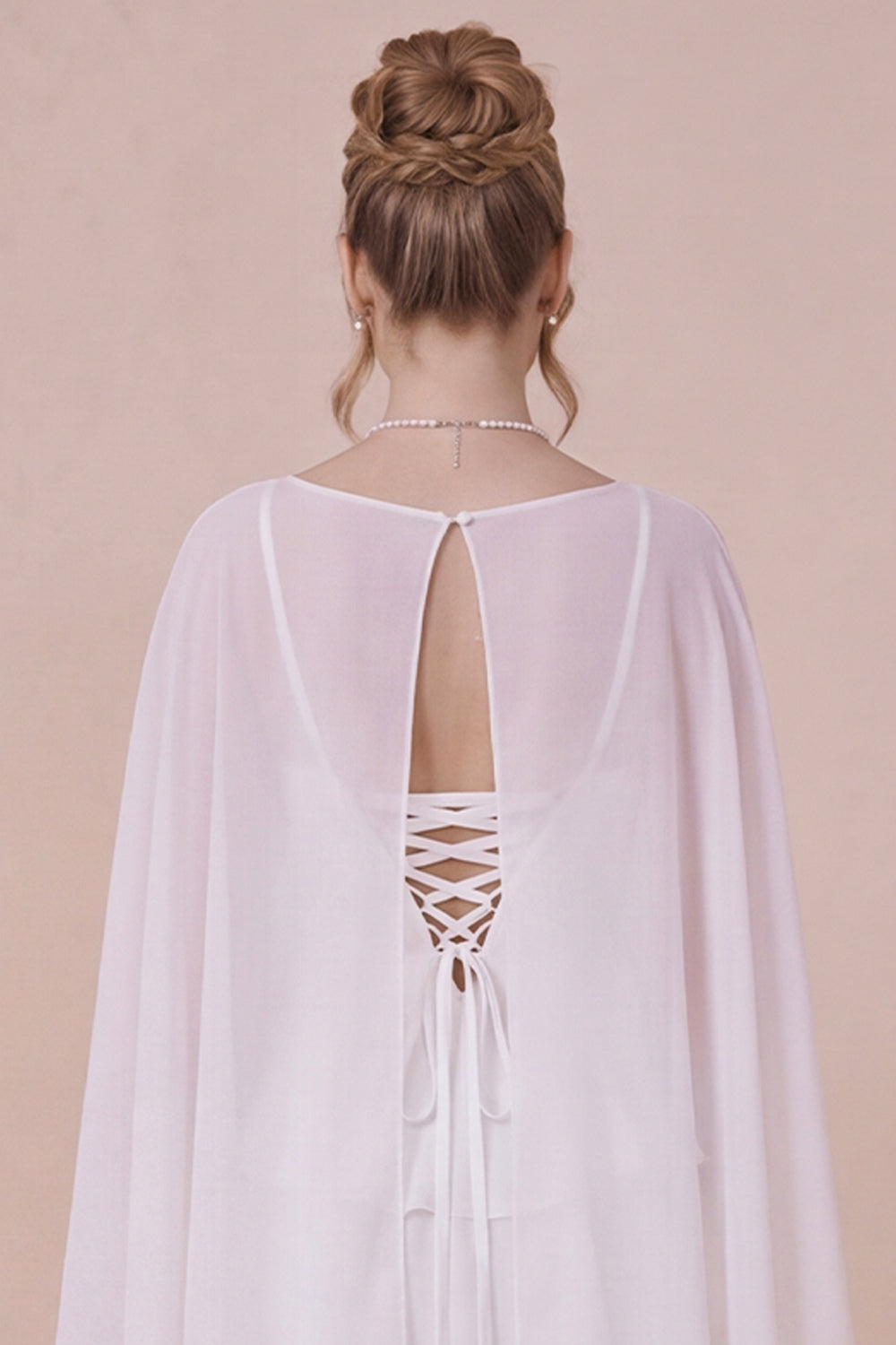 Robe cérémonie 2 pièces bretelles volants cape élégante