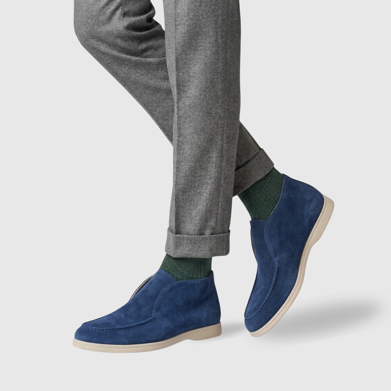 Chaussures homme daim type mocassins semelle plate style casual classique
