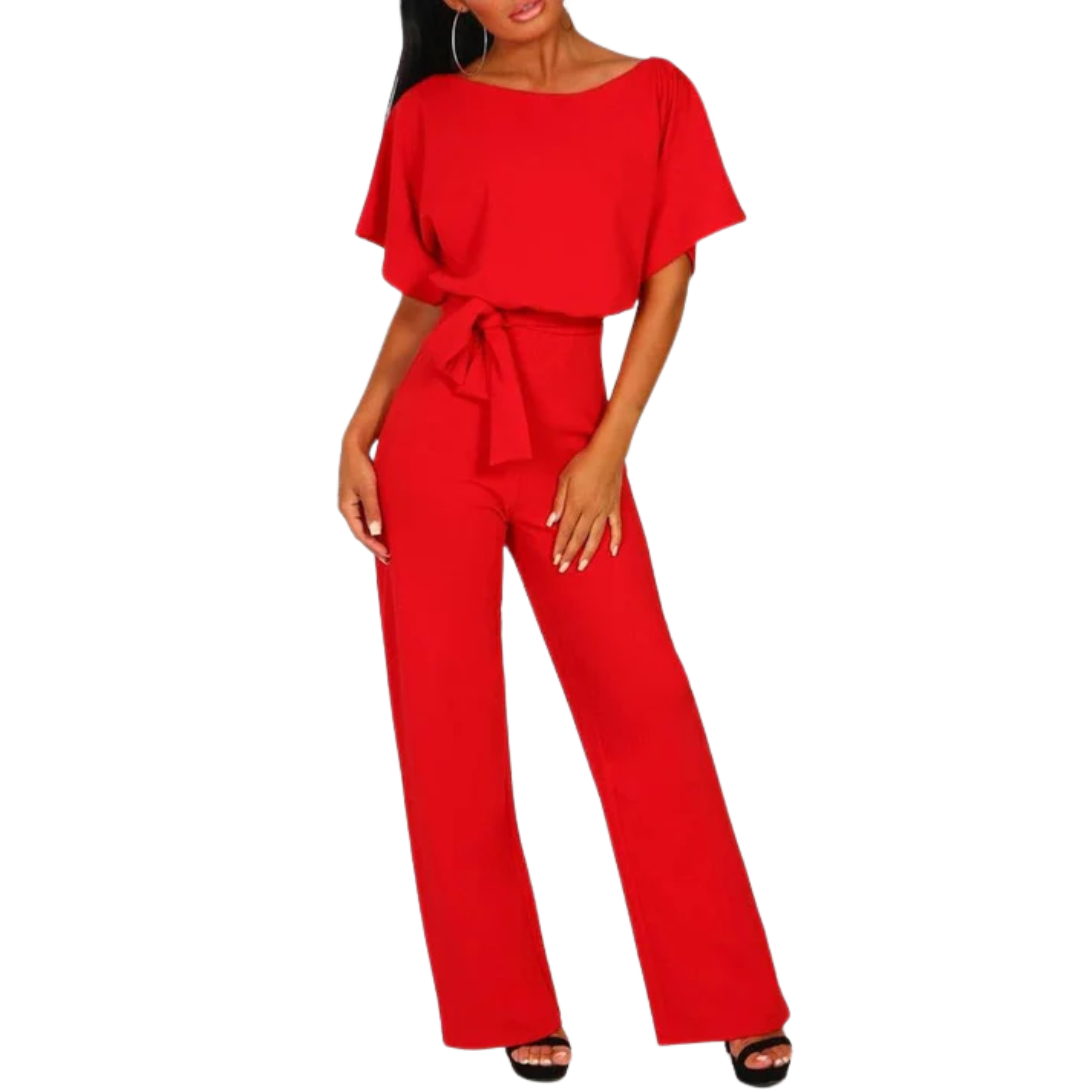Combinaison pantalon large — manches courtes et ceinture — quotidien