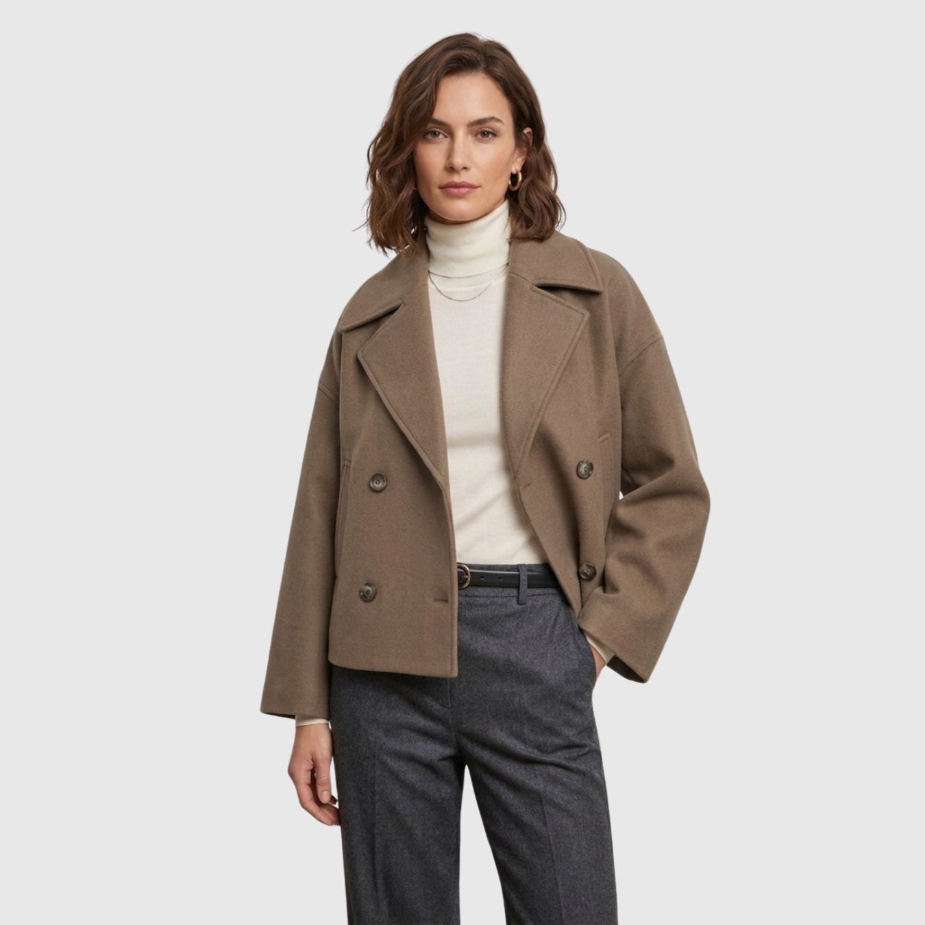 Veste femme courte double boutonnage style blazer col tailleur