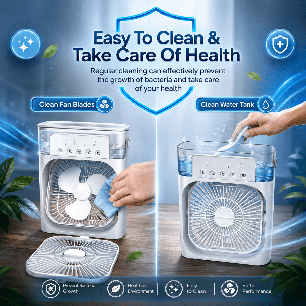 Ventilateur Rafraîchisseur USB – Humidificateur d'Air Portable Rechargeable