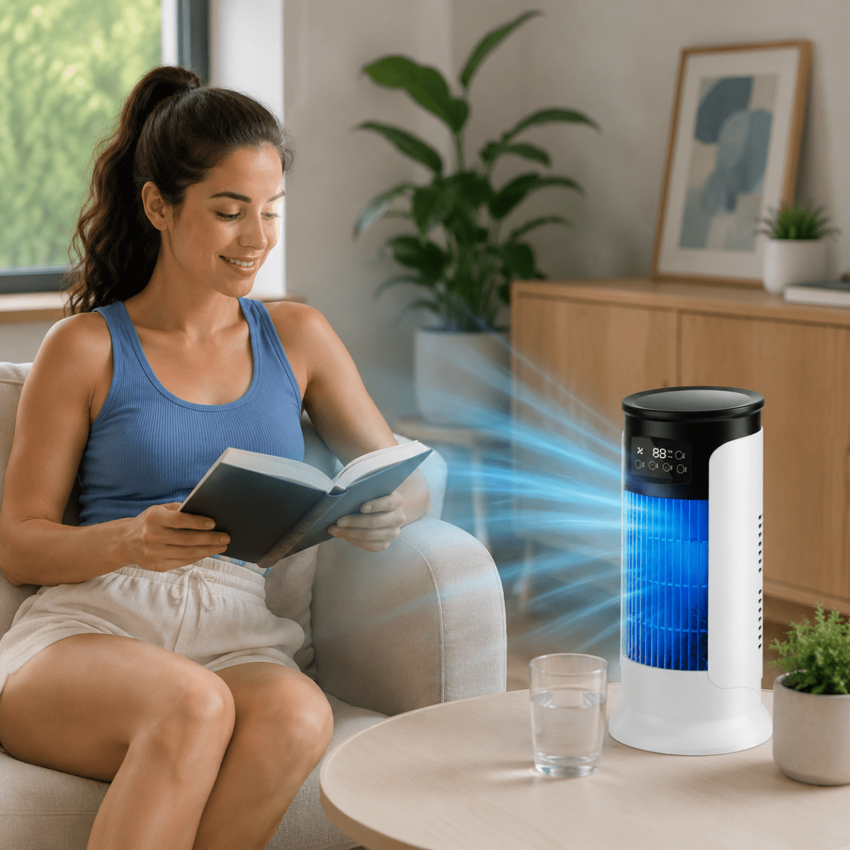 Rafraîchisseur d'Air Évaporatif Portable 6 Vitesses – Ventilateur Silencieux Bureau & Chambre