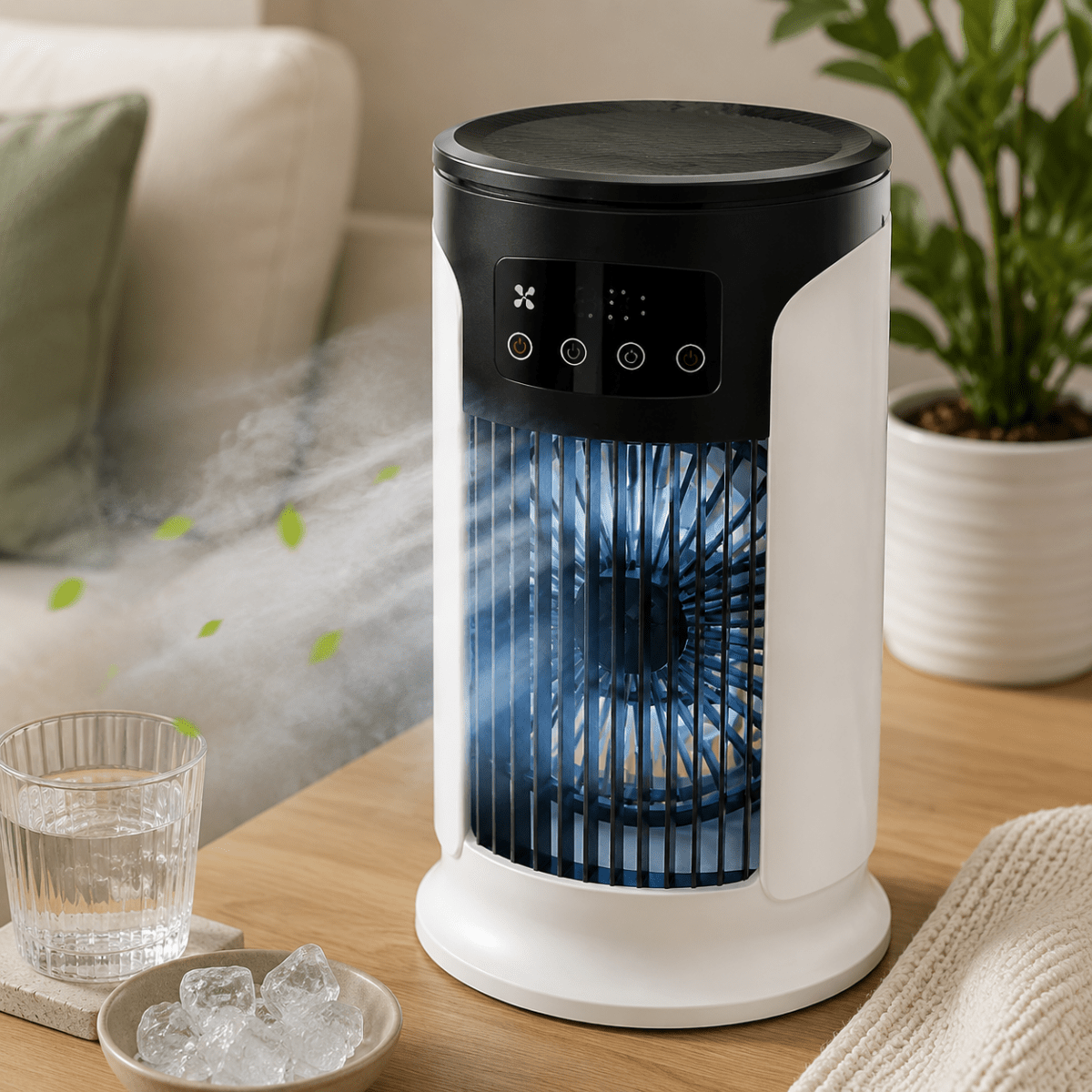 Rafraîchisseur d'Air 3-en-1 6 Vitesses – Ventilateur Mobile avec Veilleuse LED