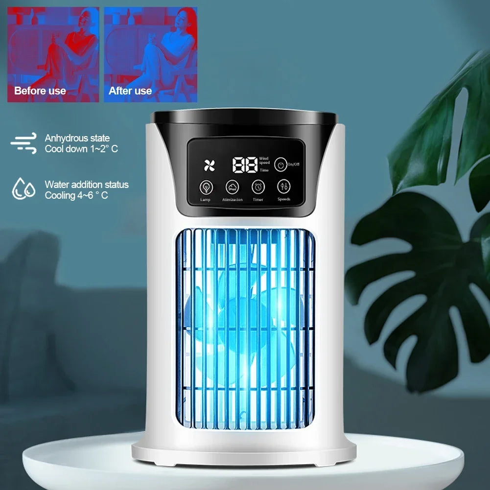 Rafraîchisseur d'Air Portable USB 6 Vitesses – Ventilateur Brumisateur & Humidificateur avec Minuterie