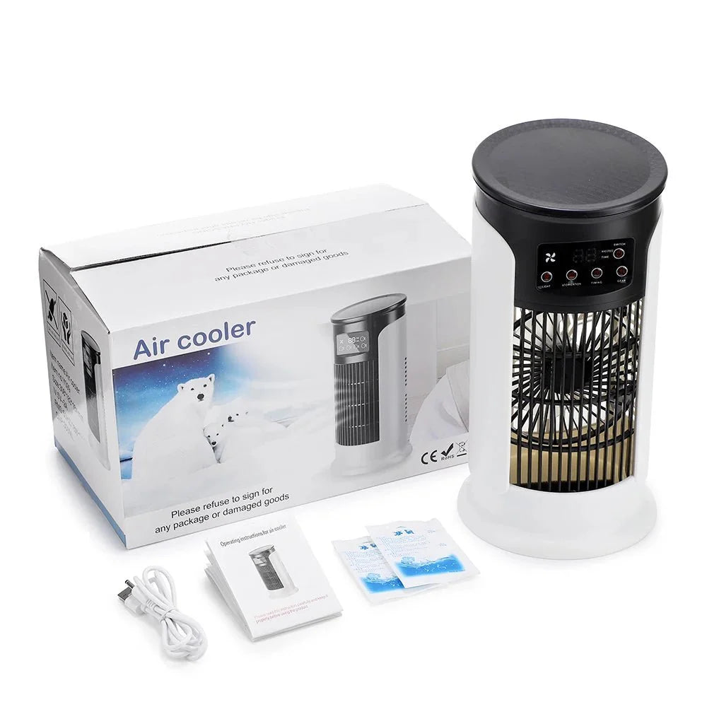 Rafraîchisseur d'Air 3-en-1 6 Vitesses – Ventilateur Mobile avec Veilleuse LED