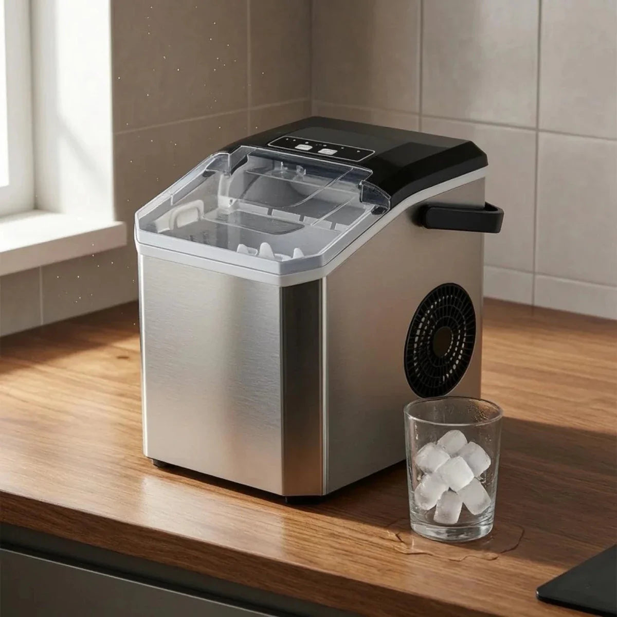 Machine à Glaçons Automatique Compacte – Glaçons Rapides avec Couvercle Transparent
