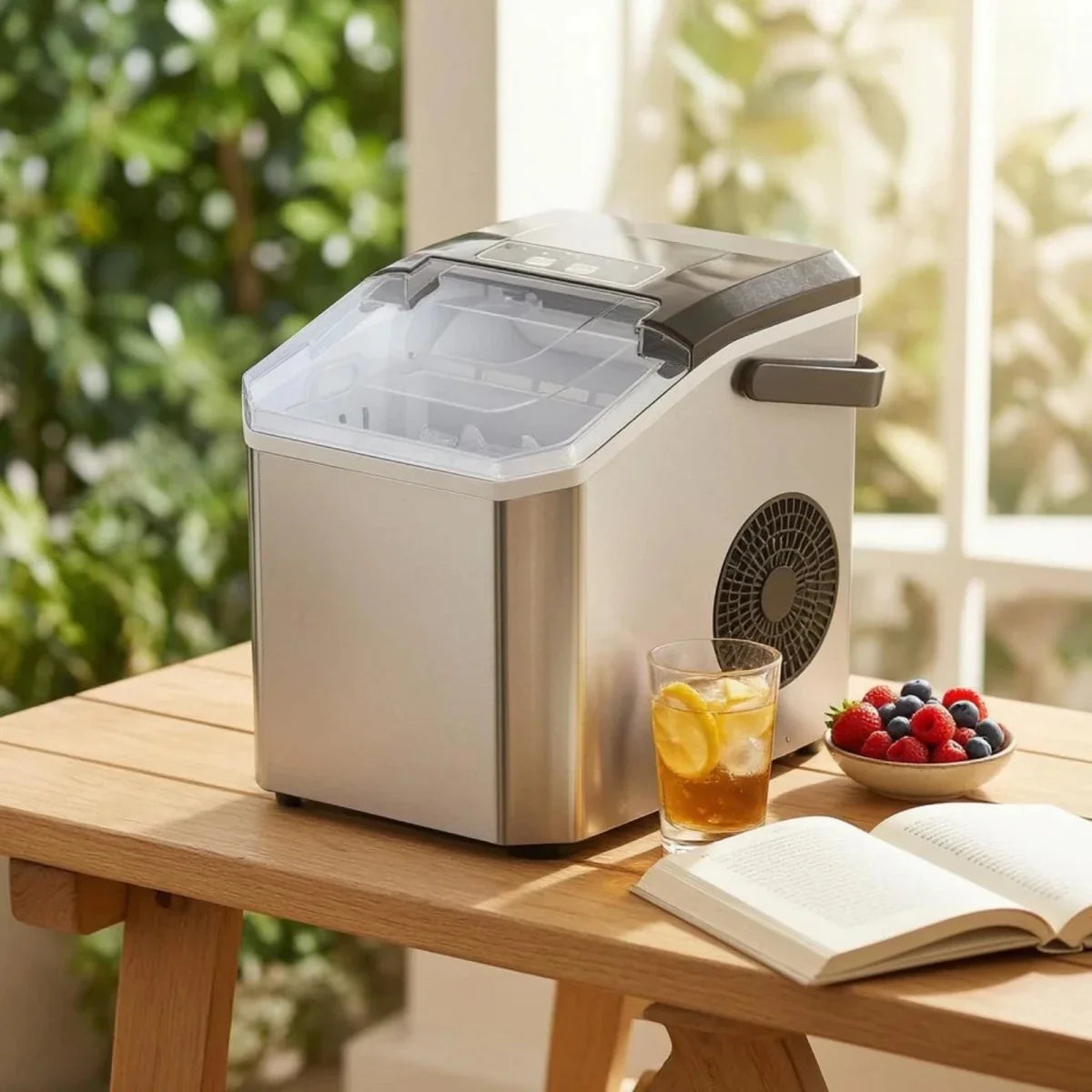 Machine à Glaçons Automatique Compacte – Glaçons Rapides avec Couvercle Transparent