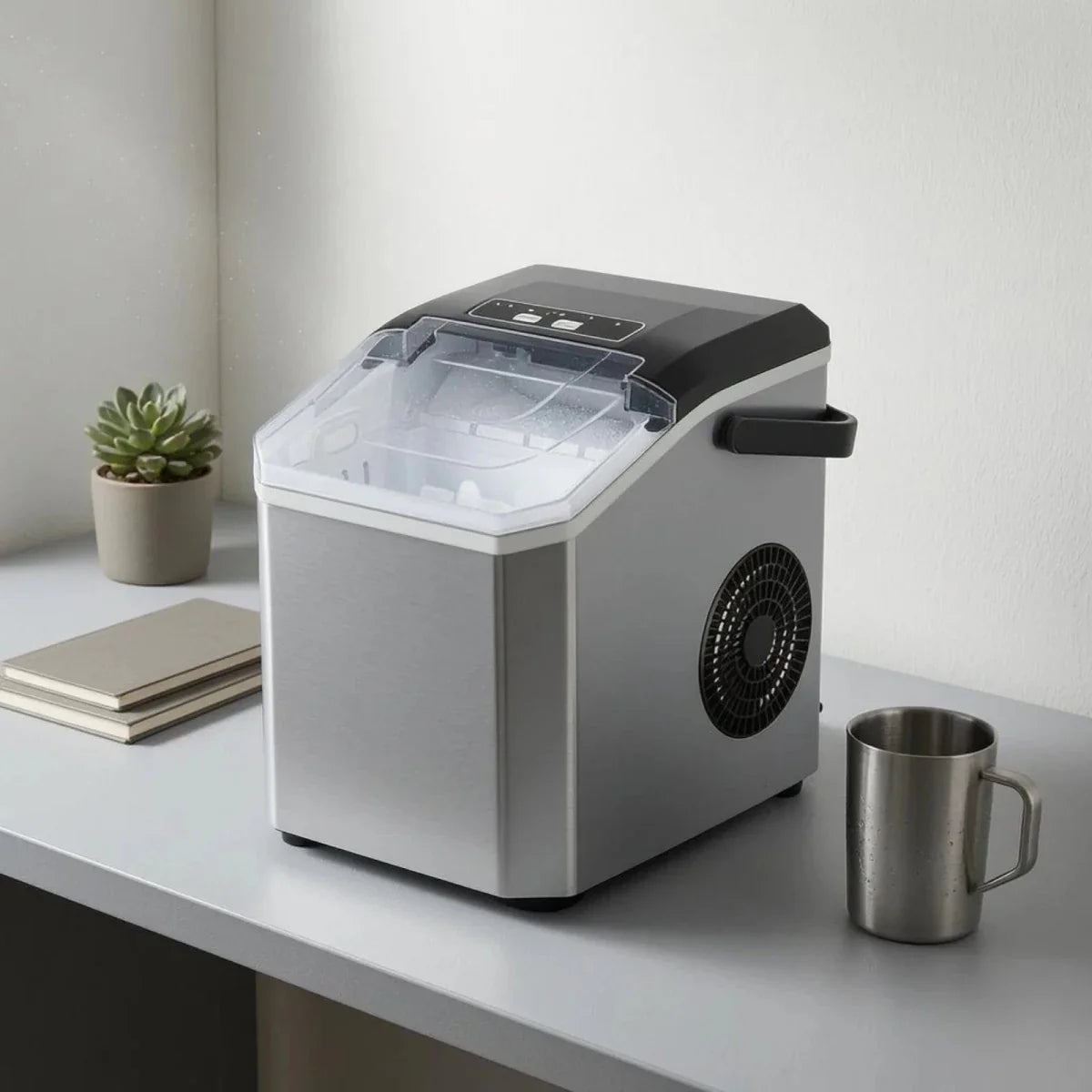 Machine à Glaçons Automatique Compacte – Glaçons Rapides avec Couvercle Transparent
