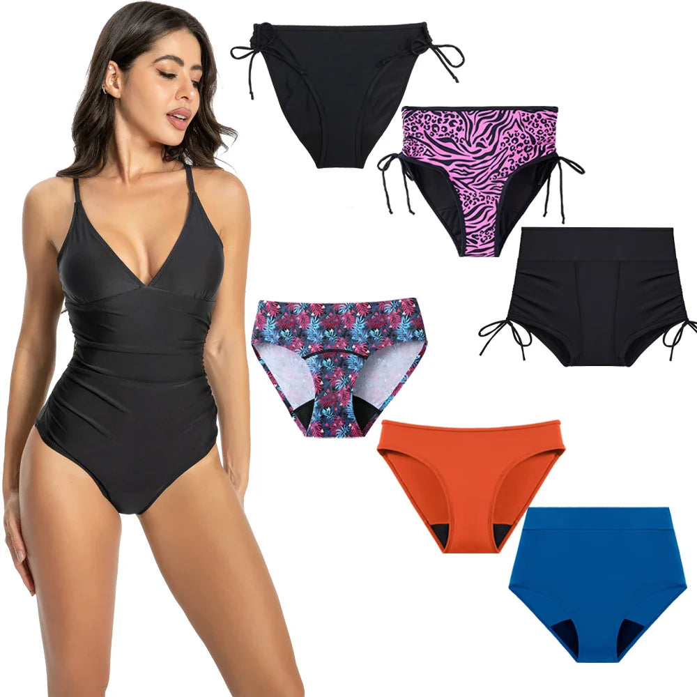 Maillot de bain période taille haute absorbant femme