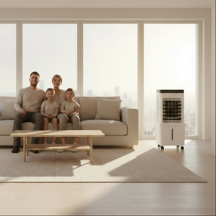Climatiseur Mobile Sans Évacuation 3-en-1 – Rafraîchisseur d'Air sur Roulettes avec Télécommande