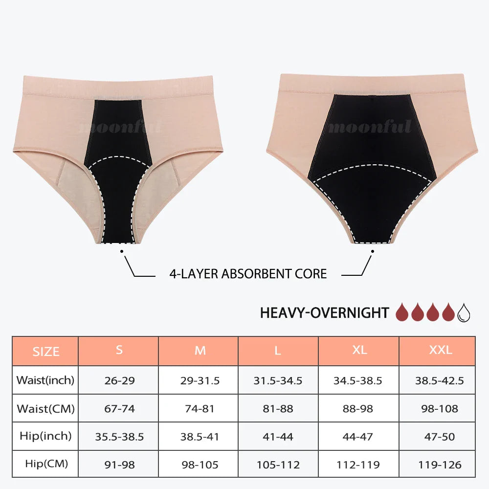 Culottes menstruelles flux abondant lot 3 pièces taille haute