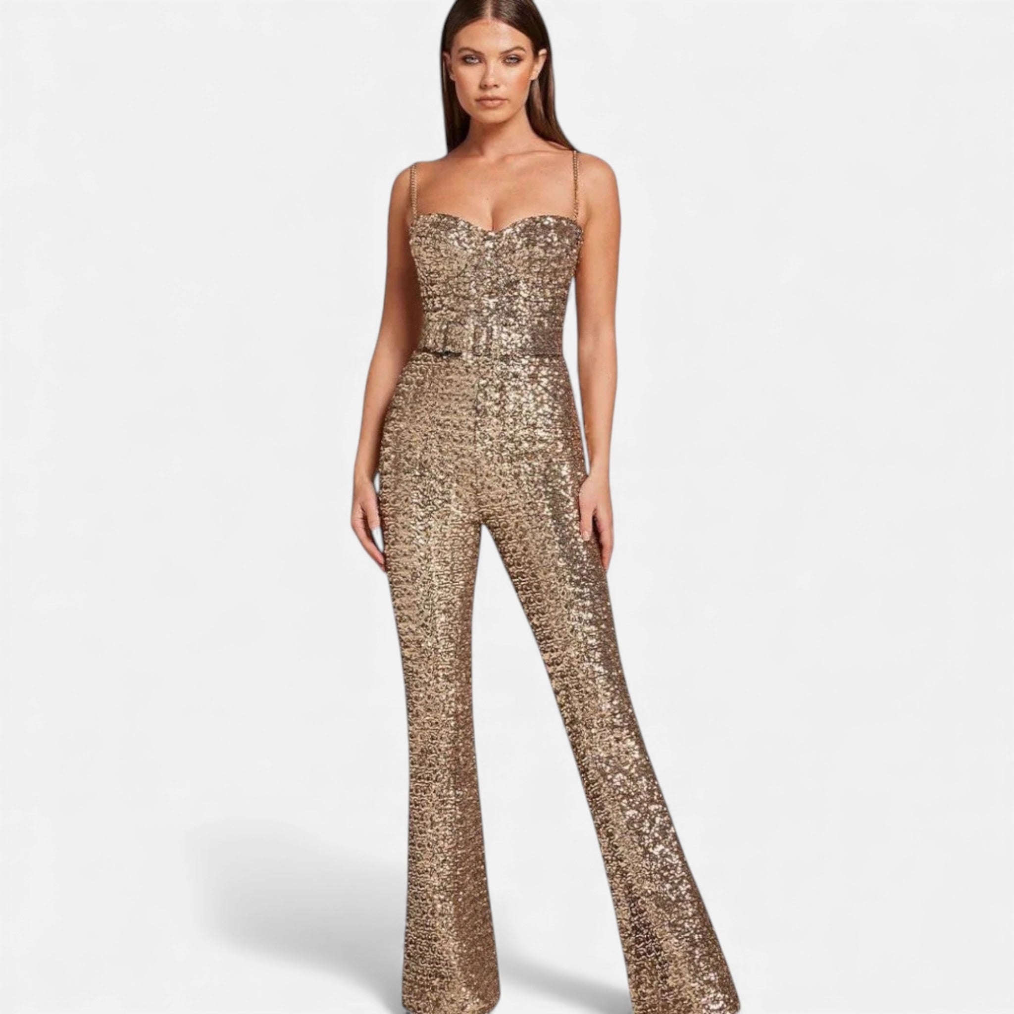 Combinaison femme sequins soirée élégante coupe moderne